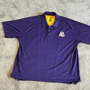 ProEdge‎ LSU Tigers Polo Shirt Men's 2XL Purple Yellow Embroidered Logo